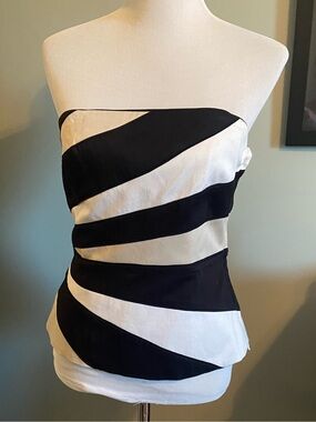 WHBM Bustier Black, White & Tan Sculpted Top. Size 10